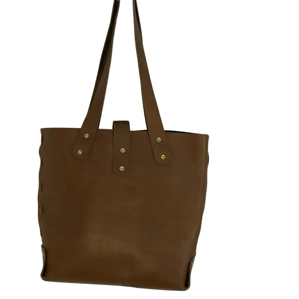 Handcrafted Chocolate Brown Leather Shoulder Tote Bag
